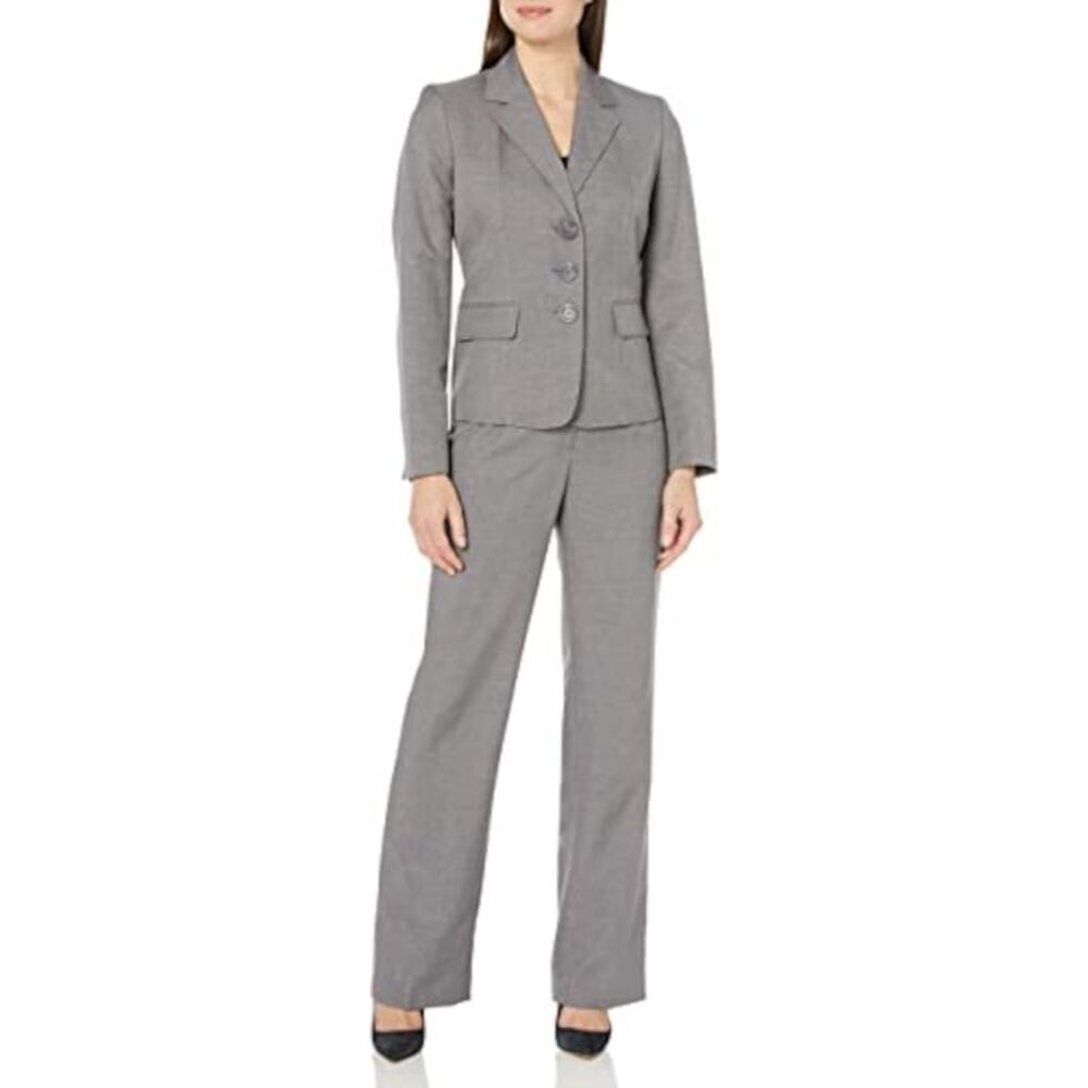 NWT LE SUIT Womens Gray Pocketed Wear To Work Straight leg Pants 4